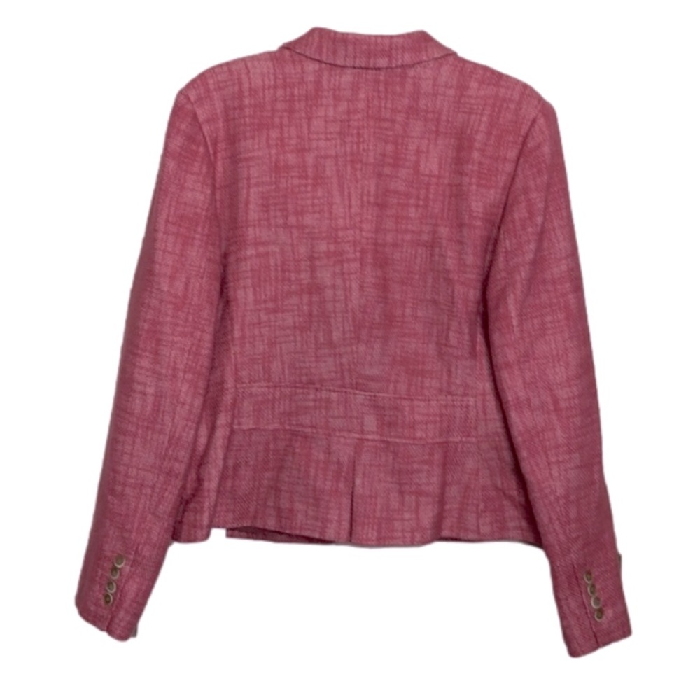 NEW - TALBOTS Cotton/Linen Barbie Pink & White Tweed Button Front Blazer Size 14 - Picture 3 of 7
